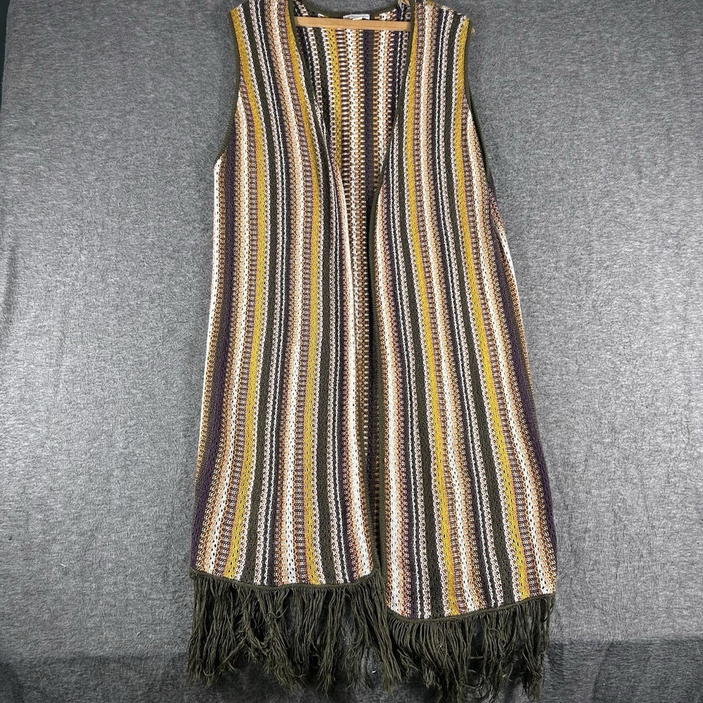 Women's Crochet Open Knit Duster Sleeveless Cardigan Vest Boho Hippie Granola XL - Picture 1 of 7